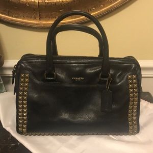 Black gold studded Coach bag